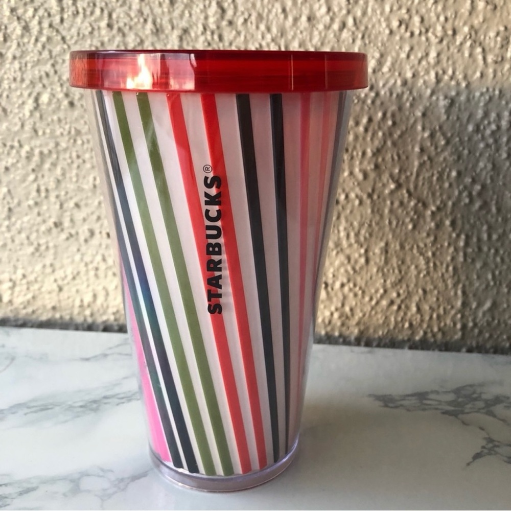 Starbucks Multicolored Striped rainbow like Grande Tumbler.